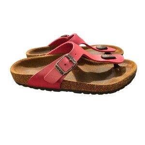 Birkenstock Pink Sandals with Adjustable Buckle and Cork Footbed